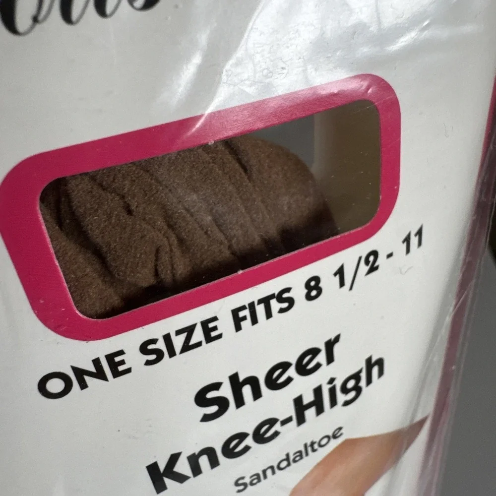 Lot Of 2 Knee Highs Hosiery Suntan Tan One Size 8.5-11 Made In USA 1990s & 2012